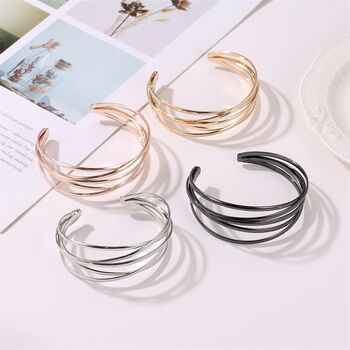 Chunky Silver Plated Multi Strand Bangle, 4 of 6