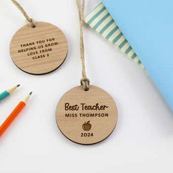 Best Teacher Wooden Keepsake Decoration Gift Tag, 2 of 10