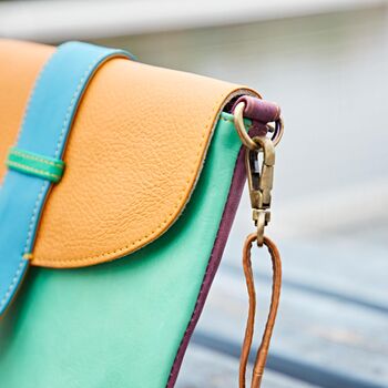 Priya Recycled Leather Multicoloured Crossbody Bag, 6 of 6