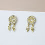 Sparkly Gold Dreamcatcher Dangle Stud Earrings, thumbnail 2 of 3