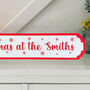 Personalised Red And White Snowflake Christmas Sign Decoration, thumbnail 4 of 5