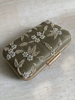 Gold Handcrafted Pearl Rectangular Clutch Bag, 2 of 7