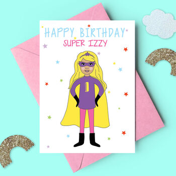Superhero Girl Personalised Birthday Card, 3 of 4