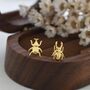 Mismatched Stag Beetle Stud Earrings In Sterling Silver, thumbnail 7 of 12