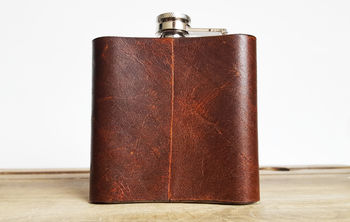 Personalised Initialled Leather Hip Flask, 3 of 6
