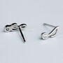 Sterling Silver Tiny Sparkly Music Note Stud Earrings, thumbnail 3 of 6