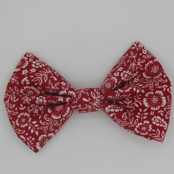 Red Floral Print Dog Bow Tie, 6 of 7