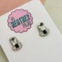 Zip Statement Stud Glitter Earrings / Novelty Fashion Accessories / Fun Statement Studs, thumbnail 4 of 5