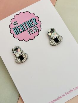 Zip Statement Stud Glitter Earrings / Novelty Fashion Accessories / Fun Statement Studs, 4 of 5