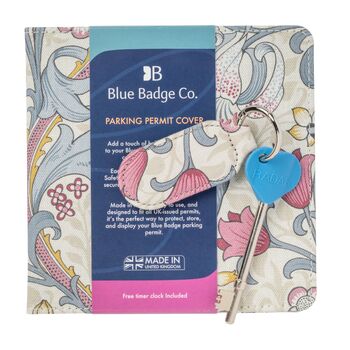 Blue Badge Permit Cover And Radar Key With Matching Key Ring In William Morris Golden Lily Plum, 4 of 4