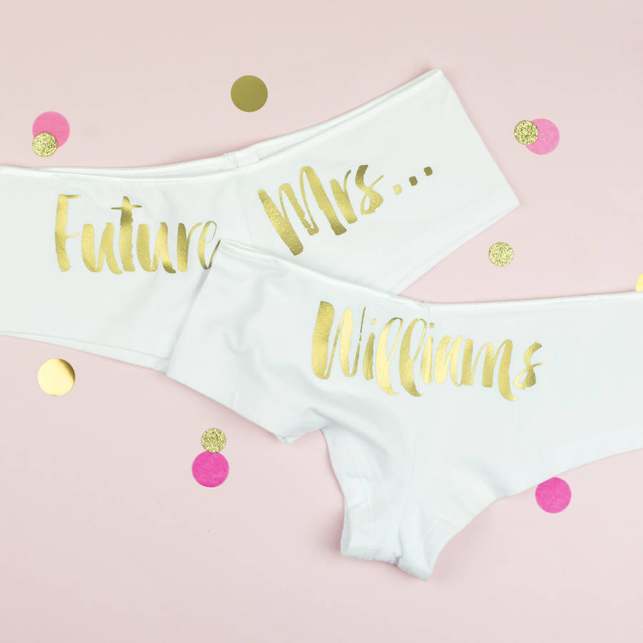 Personalised 'Future Mrs' Contemporary Hen Knickers, 1 of 9