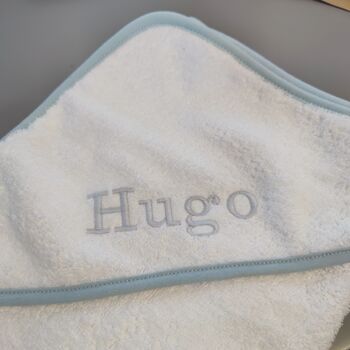 Personalised Baby Hooded Cotton Towel Monogram Gift, 5 of 11