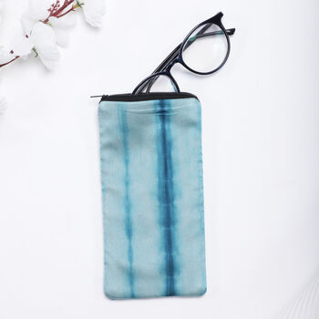 100% Silk Glasses Case Tie And Dye Blue, 2 of 2