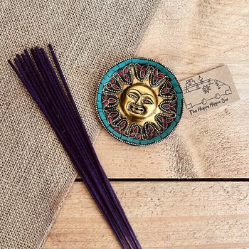 Smiling Gold Sun Incense Stick Holder Ash Catcher, 2 of 8