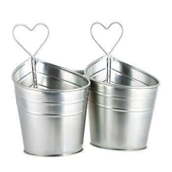 Personalised Double Metal Heart Planter Buckets, 2 of 9