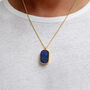 Men's Large Lapis Dog Tag Locket 18 K Gold Plated Silver, thumbnail 2 of 8