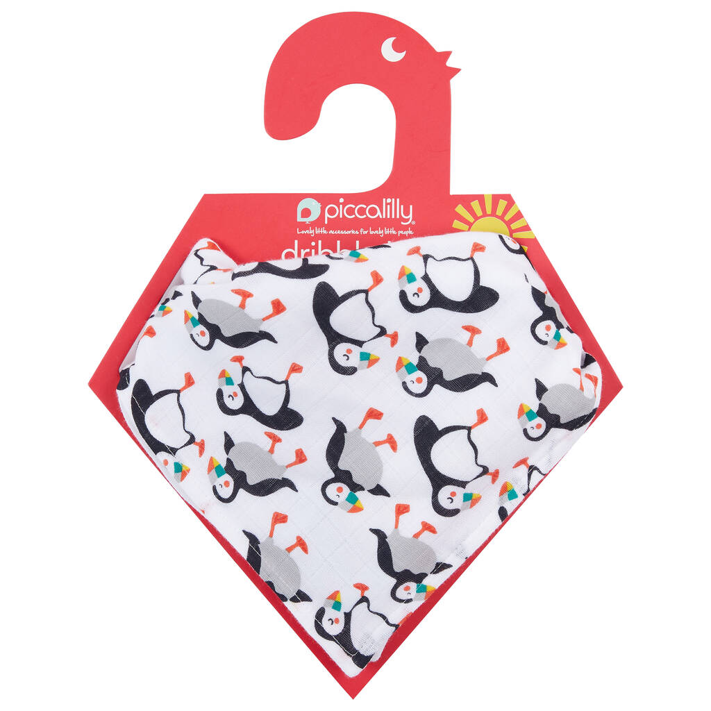 Muslin Bib And Burp Cloth For Baby | Puffin Print, 1 of 9