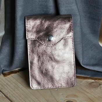 Metallic Leather Cross Body Phone Bag In Bronze, 3 of 3