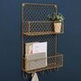 Brass Double Magazine Rack With Hooks, thumbnail 1 of 5