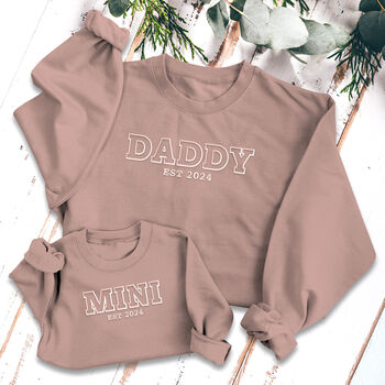 Personalised 'Daddy' And 'Mini' Matching Embroidered Family Sweatshirts, 4 of 10