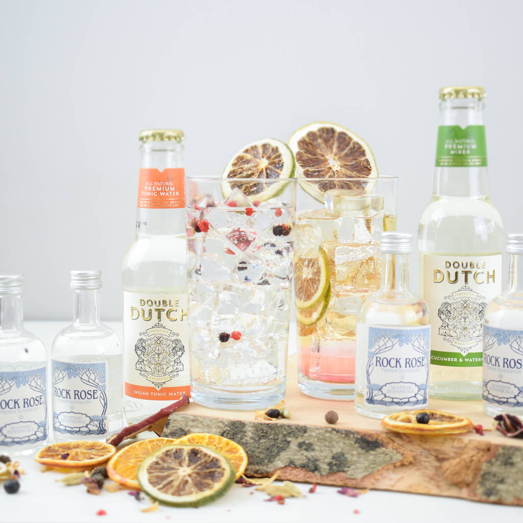 Scottish Rock Rose Gin And Tonic Set By Tipple Box Scottish Rock Rose Gin And Tonic Set