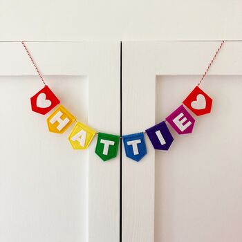 Rainbow Personalised Name Bunting Colourful Decoration, 5 of 11