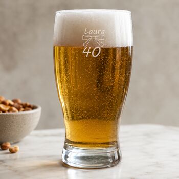 Personalised Pint Glass Engraved For 40th Birthday Gift, 5 of 11