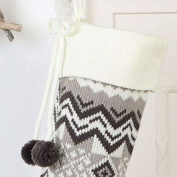 Personalised Winter Walks Grey And White Stocking, 4 of 5