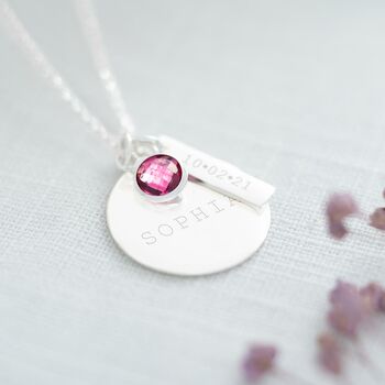 Disc And Bar Birthstone Personalised Necklace, 3 of 12