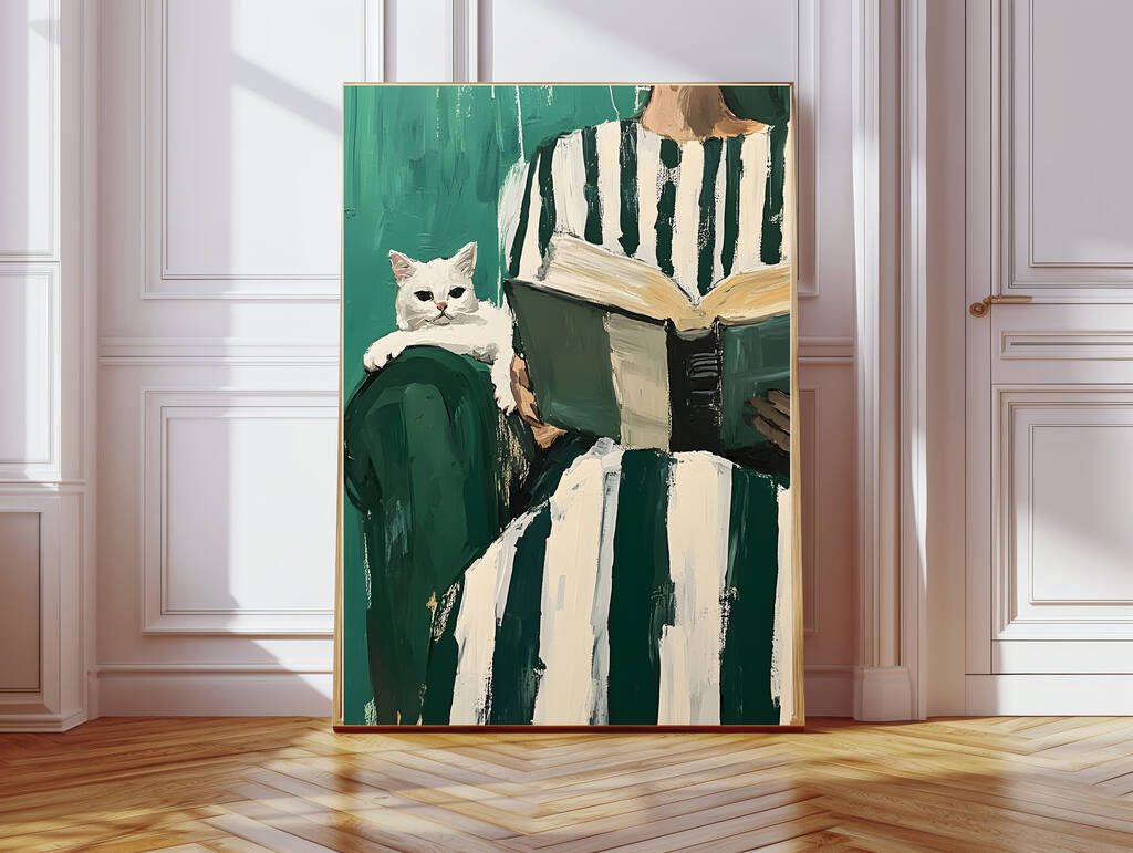 Female Book Cat Portrait Art Print, 1 of 4