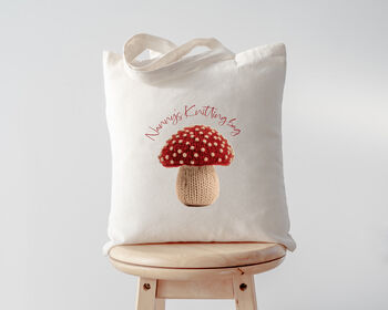 Personalised Toadstool Knitting Wool Tote Bag, 2 of 2