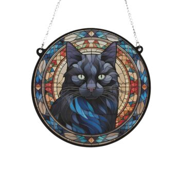 Cat Black Stained Glass Effect Suncatcher, 3 of 6