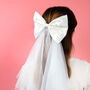 White Pearl Bride To Be Hen Party Bow Veil, thumbnail 1 of 2