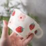 Wonky Hand Painted Strawberry Porcelain Mug, thumbnail 2 of 3