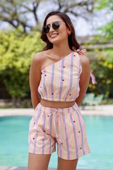 Stripe One Shoulder Top With Shorts, 5 of 5