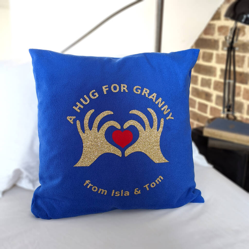 A Hug For Granny Personalised Cushion Isolation Gift, 1 of 2