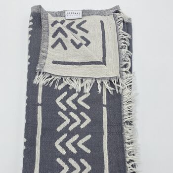 Patmos Patterned Peshtemal Towel Oyster Grey, 7 of 10