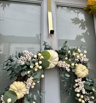 Faux Eucalyptus Large Autumnal Wreath White And Green, 2 of 4