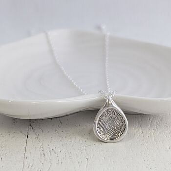 Silver Fingerprint Soft Droplet Charm, 4 of 7