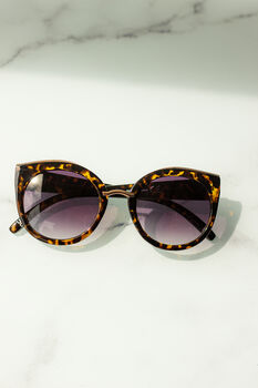 Black Tortoise Shell Gold Rim Cat Eye Sunglasses, 6 of 6