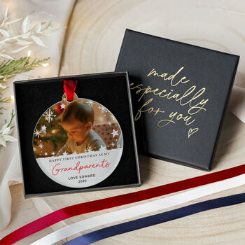 Baby's First Christmas Photo Ornament For Grandparents, 5 of 8
