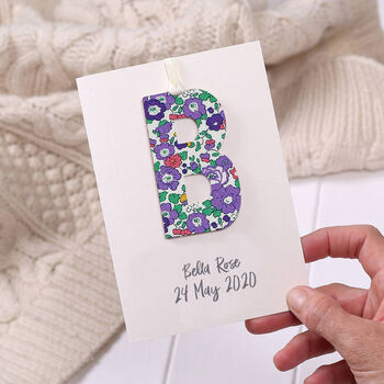 Personalised Liberty Letter Keepsake New Baby Card, 2 of 6