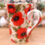 Set Of Six Straight Mugs In Red Poppy Design, thumbnail 10 of 11