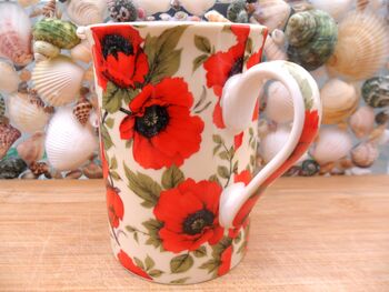 Set Of Six Straight Mugs In Red Poppy Design, 10 of 11