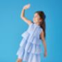 Azur Girls Cotton Dress With Matching Hair Clip, thumbnail 2 of 7