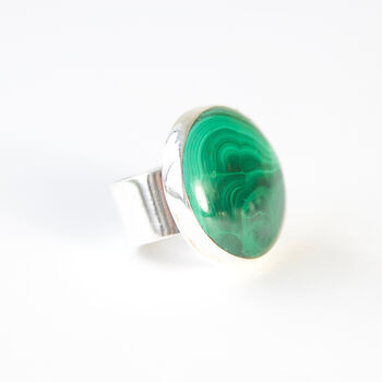 Large Silver Malachite Ring 'Transformation', 5 of 8