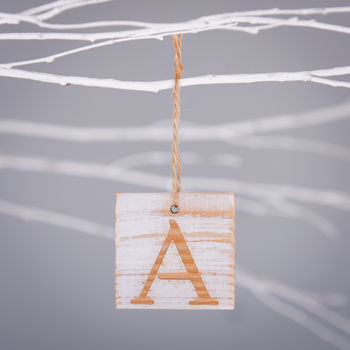 Personalised White Wooden Letter Hanging Decoration, 2 of 5