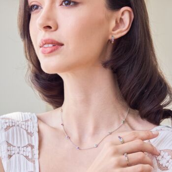 Rainbow Gemstone Necklace In Sterling Silver And Gold, 3 of 9