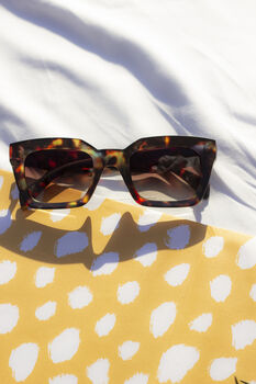 Chunky Bevelled Square Sunglasses In Matte Tortoise Shell, 2 of 4