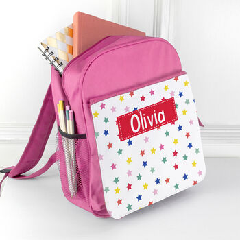 Personalised Girl's Patterned Pink Rucksack, 10 of 12